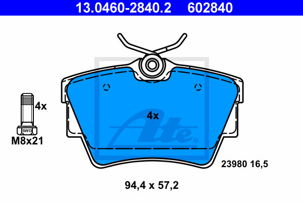 Set placute frana,frana disc 13.0460-2840.2 ATE