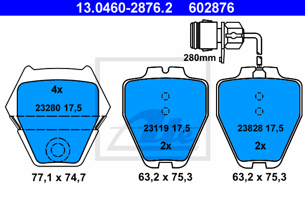 Set placute frana,frana disc 13.0460-2876.2 ATE