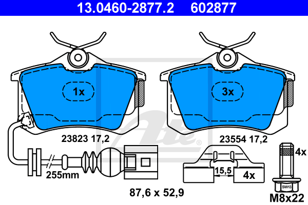 Set placute frana,frana disc 13.0460-2877.2 ATE