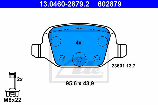 Set placute frana,frana disc 13.0460-2879.2 ATE