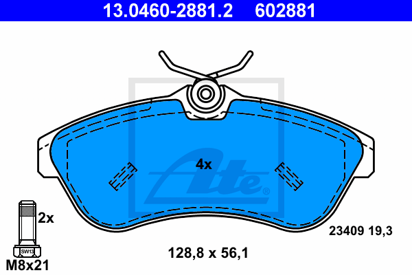 Set placute frana,frana disc 13.0460-2881.2 ATE