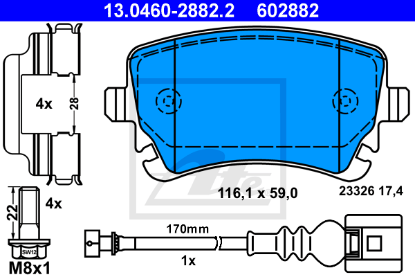 Set placute frana,frana disc 13.0460-2882.2 ATE