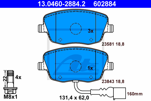 Set placute frana,frana disc 13.0460-2884.2 ATE