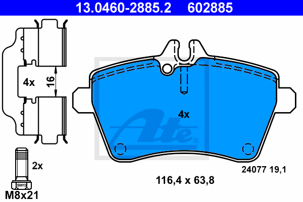 Set placute frana,frana disc 13.0460-2885.2 ATE