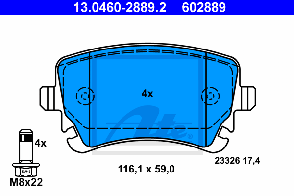 Set placute frana,frana disc 13.0460-2889.2 ATE