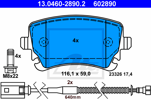 Set placute frana,frana disc 13.0460-2890.2 ATE