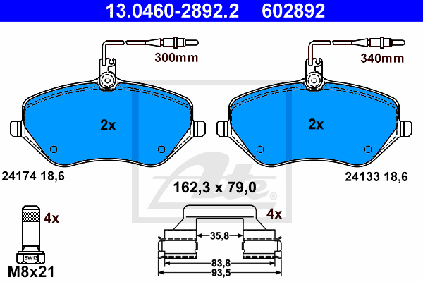 Set placute frana,frana disc 13.0460-2892.2 ATE