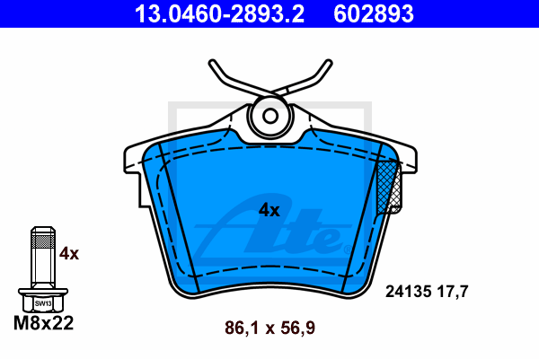 Set placute frana,frana disc 13.0460-2893.2 ATE