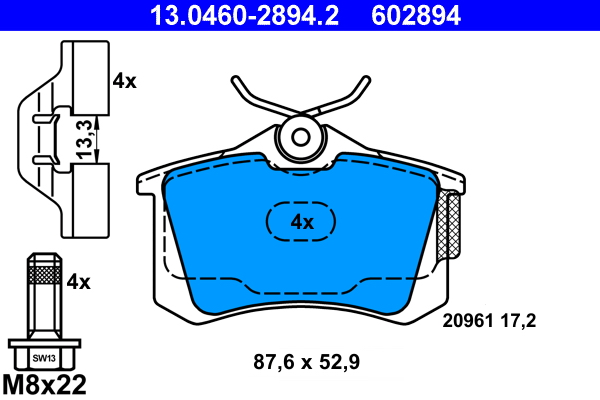 Set placute frana,frana disc 13.0460-2894.2 ATE