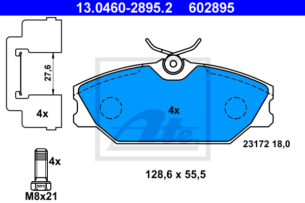 Set placute frana,frana disc 13.0460-2895.2 ATE