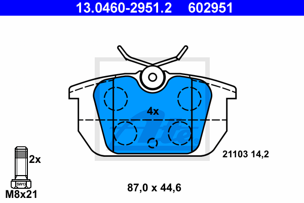 Set placute frana,frana disc 13.0460-2951.2 ATE