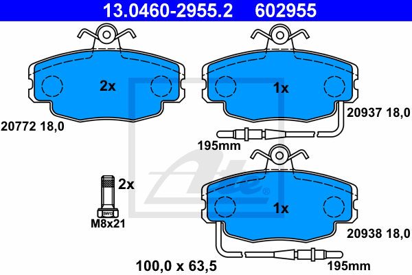 Set placute frana,frana disc 13.0460-2955.2 ATE