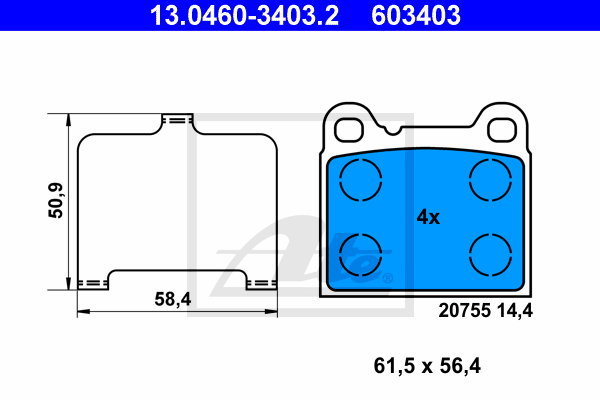 Set placute frana,frana disc 13.0460-3403.2 ATE