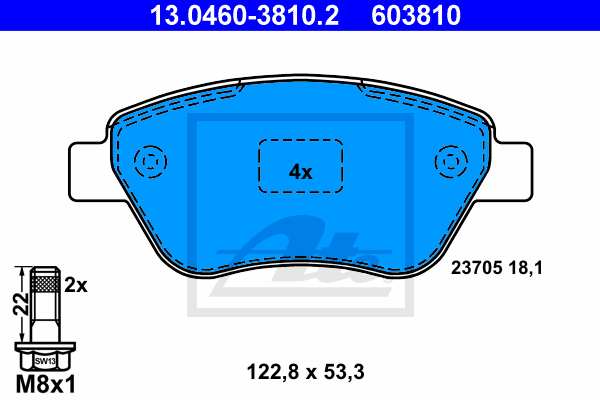 Set placute frana,frana disc 13.0460-3810.2 ATE