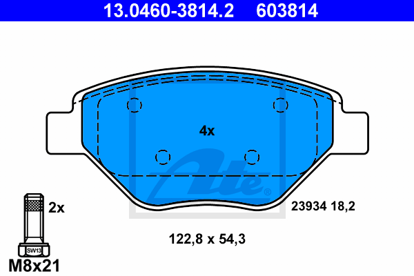 Set placute frana,frana disc 13.0460-3814.2 ATE