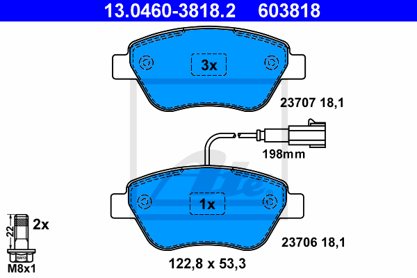 Set placute frana,frana disc 13.0460-3818.2 ATE