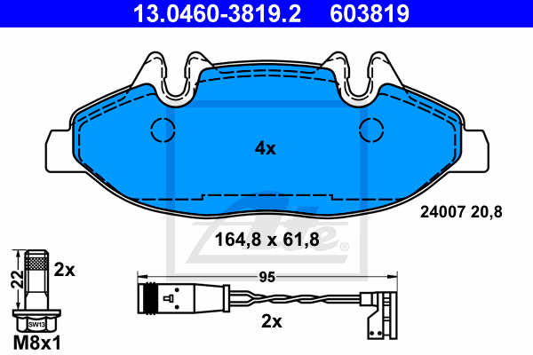 Set placute frana,frana disc 13.0460-3819.2 ATE