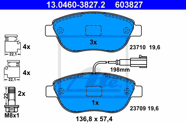 Set placute frana,frana disc 13.0460-3827.2 ATE