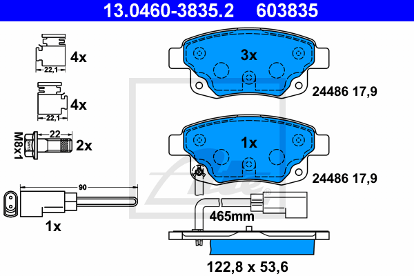 Set placute frana,frana disc 13.0460-3835.2 ATE