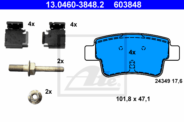 Set placute frana,frana disc 13.0460-3848.2 ATE