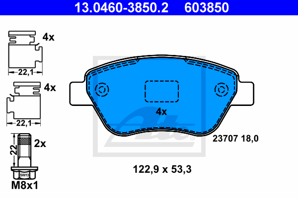 Set placute frana,frana disc 13.0460-3850.2 ATE