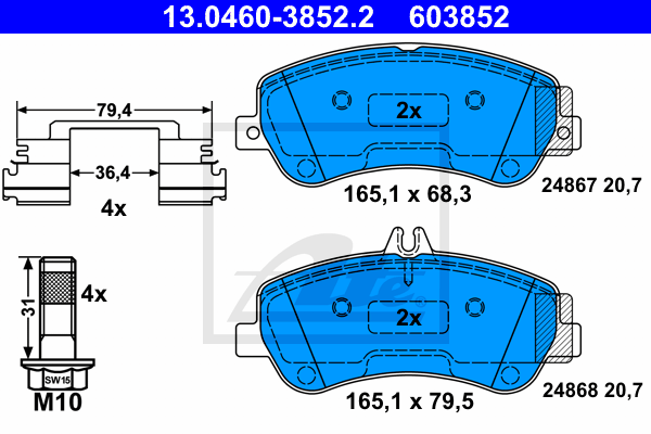 Set placute frana,frana disc 13.0460-3852.2 ATE