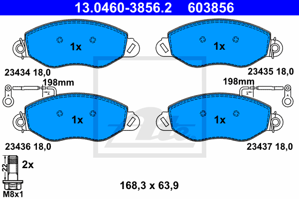 Set placute frana,frana disc 13.0460-3856.2 ATE