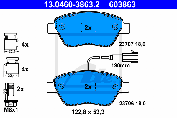 Set placute frana,frana disc 13.0460-3863.2 ATE