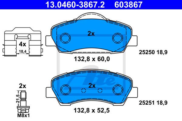 Set placute frana,frana disc 13.0460-3867.2 ATE