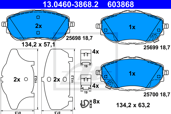 Set placute frana,frana disc 13.0460-3868.2 ATE