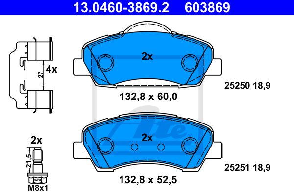 Set placute frana,frana disc 13.0460-3869.2 ATE