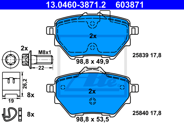 Set placute frana,frana disc 13.0460-3871.2 ATE