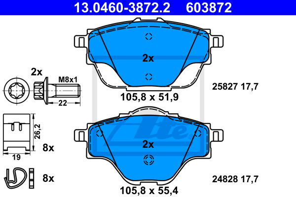 Set placute frana,frana disc 13.0460-3872.2 ATE