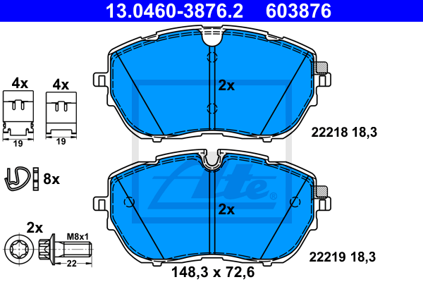 Set placute frana,frana disc 13.0460-3876.2 ATE