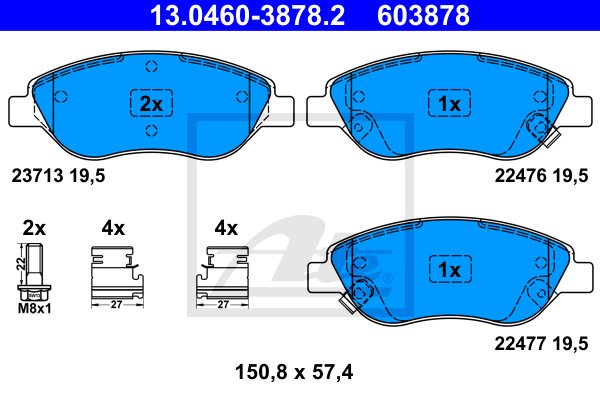 Set placute frana,frana disc 13.0460-3878.2 ATE