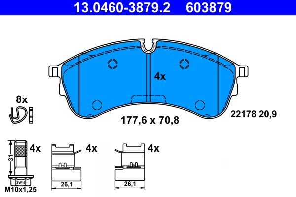 Set placute frana,frana disc 13.0460-3879.2 ATE