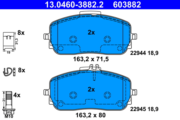 Set placute frana,frana disc 13.0460-3882.2 ATE