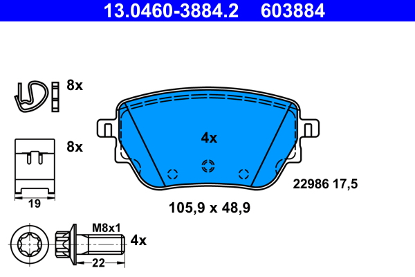 Set placute frana,frana disc 13.0460-3884.2 ATE