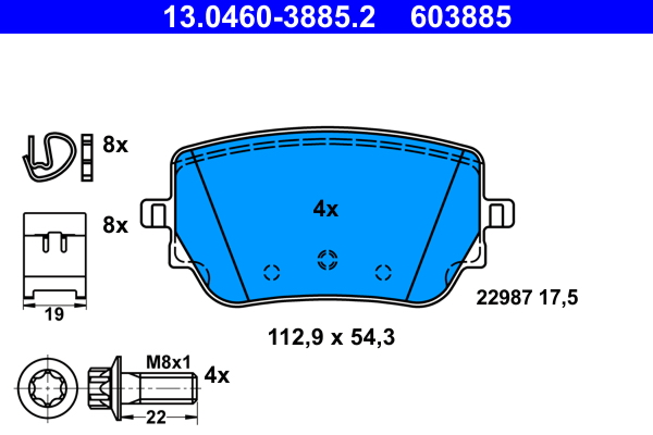 Set placute frana,frana disc 13.0460-3885.2 ATE