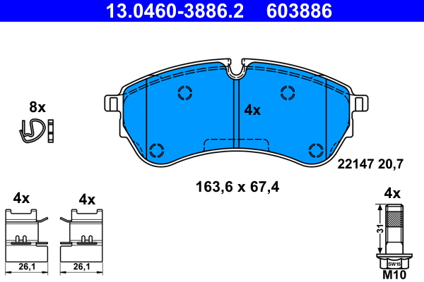 Set placute frana,frana disc 13.0460-3886.2 ATE