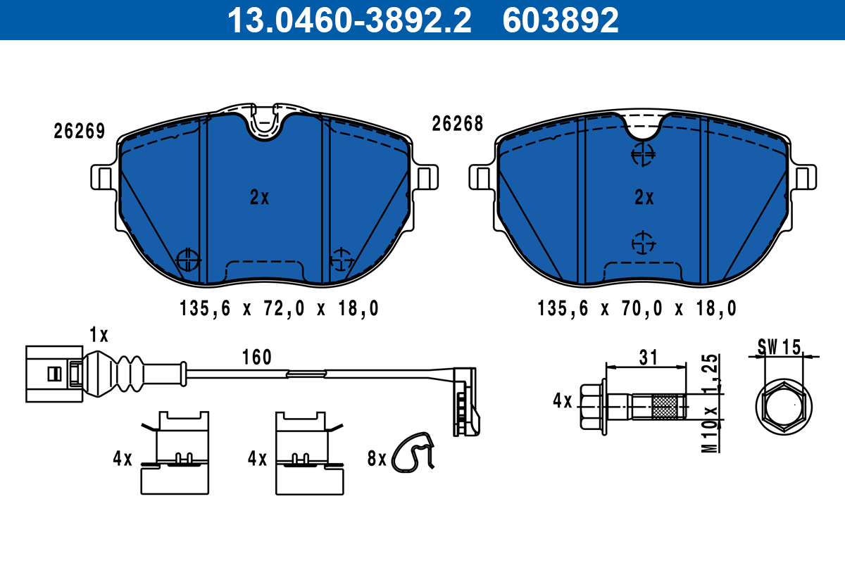 Set placute frana,frana disc 13.0460-3892.2 ATE