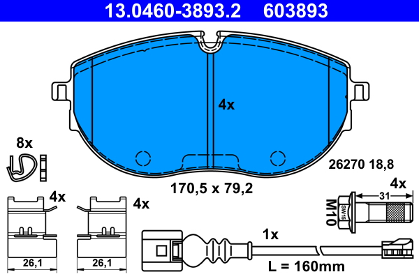 Set placute frana,frana disc 13.0460-3893.2 ATE