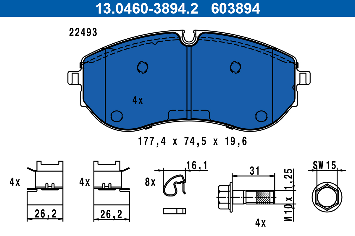 Set placute frana,frana disc 13.0460-3894.2 ATE