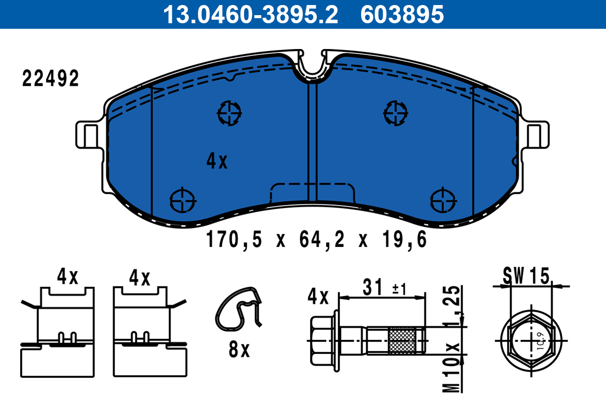 Set placute frana,frana disc 13.0460-3895.2 ATE