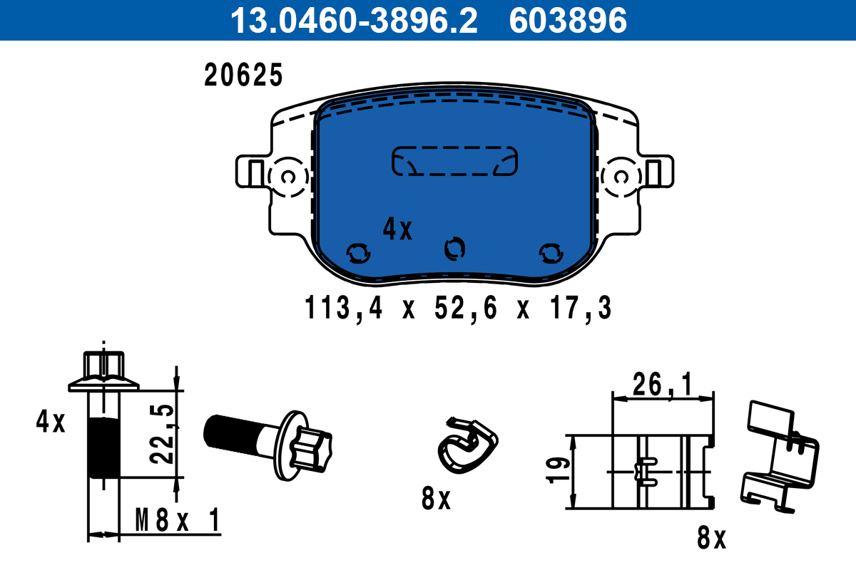 Set placute frana,frana disc 13.0460-3896.2 ATE