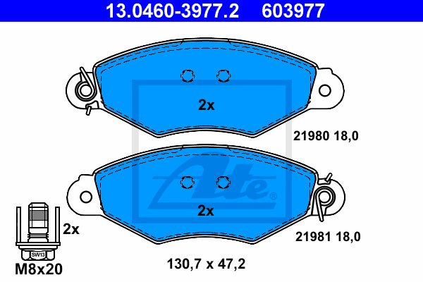 Set placute frana,frana disc 13.0460-3977.2 ATE