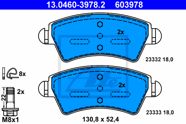 Set placute frana,frana disc 13.0460-3978.2 ATE