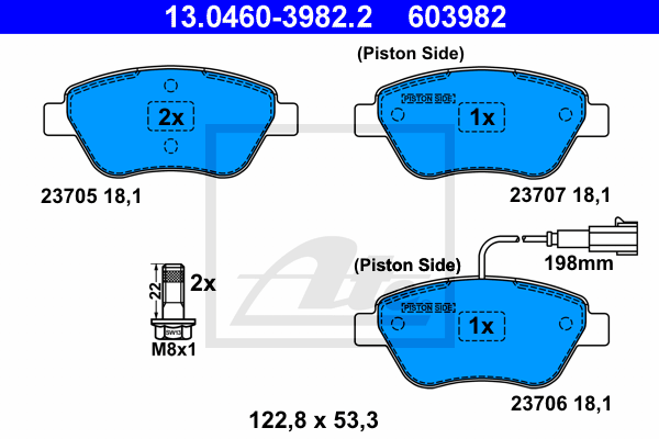 Set placute frana,frana disc 13.0460-3982.2 ATE