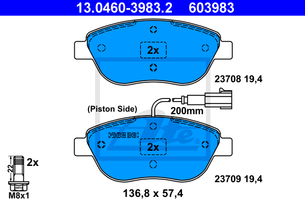 Set placute frana,frana disc 13.0460-3983.2 ATE