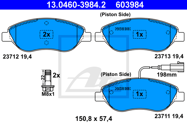 Set placute frana,frana disc 13.0460-3984.2 ATE